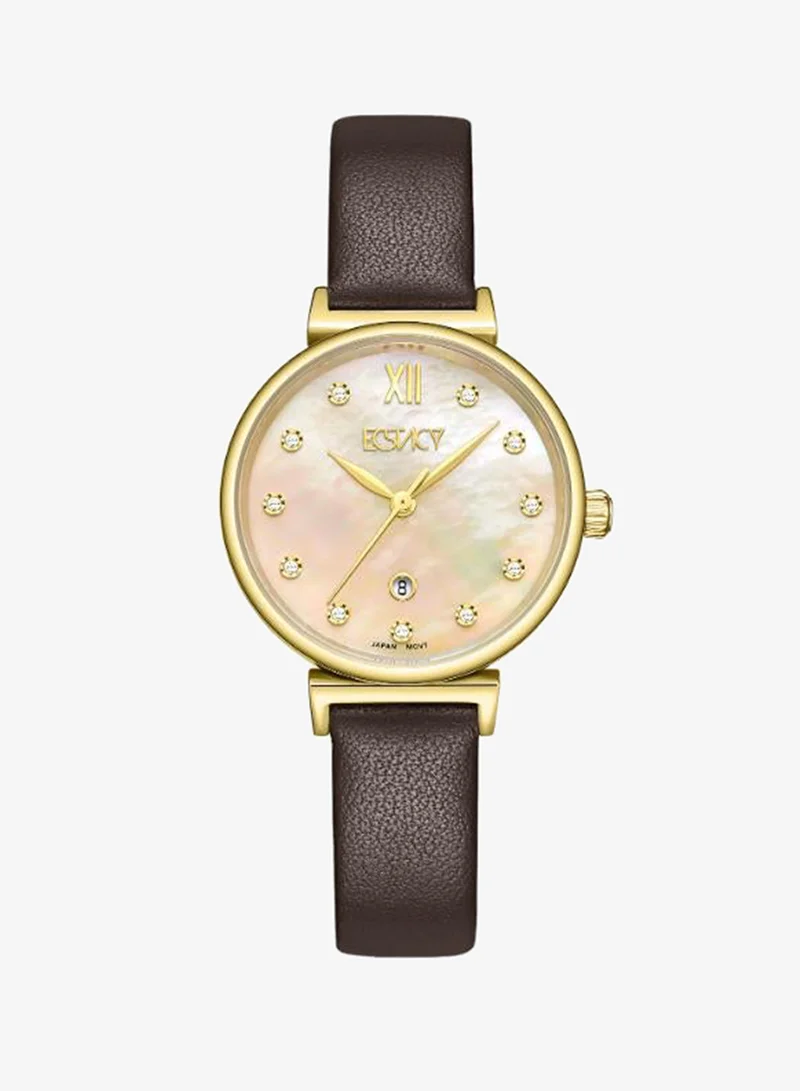 Women's Leather Analog Watch E25507-GLDMC - 30mm mm