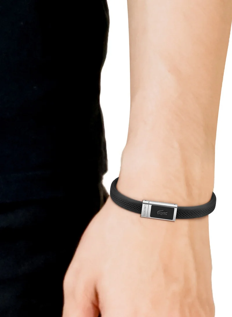 LACOSTE Lacoste Men's Silver & Black Silicone Bracelets - 2040114