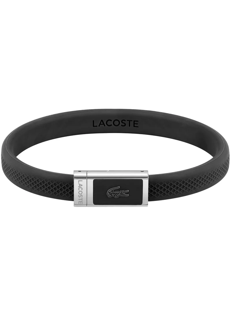 LACOSTE Lacoste Men's Silver & Black Silicone Bracelets - 2040114