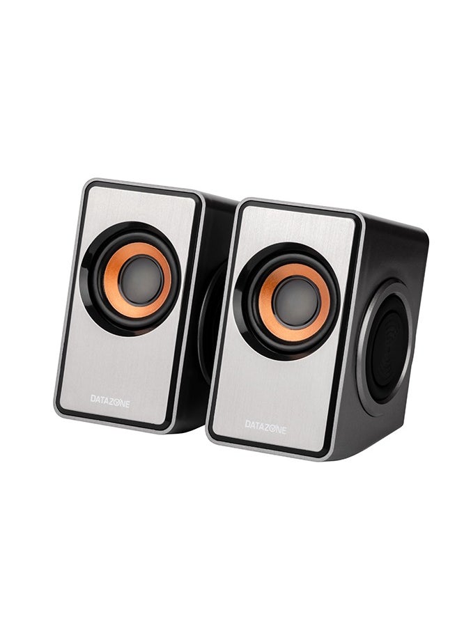 Datazone Mini Desktop Speaker with Elegant Metal Finish, Clear and Powerful Sound, USB and AUX Input, High Quality Audio, 3W x 2 Power, Dual-Side Diaphragm  - Image 2