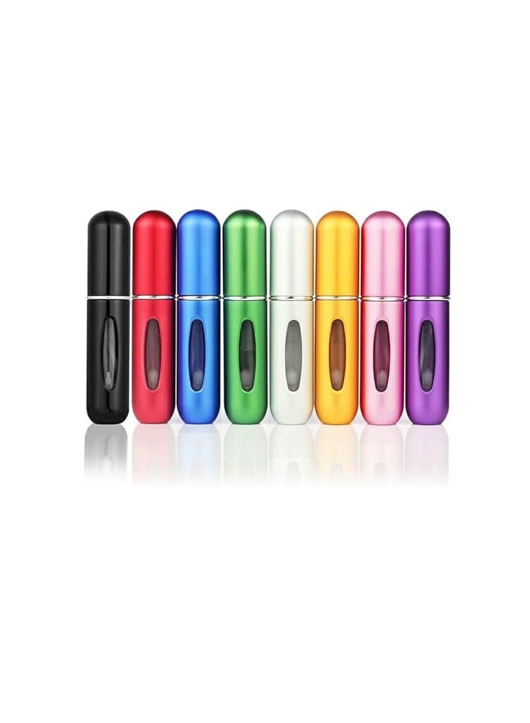 زجاجة عطر فاخرة صغيرة محمولة قابلة لاعادة الملء سعة 5 مل بمضخة انبوبية مستديرة، زجاجة عطر فارغة لمستحضرات التجميل للسفر (فضي لامع) - Image 2