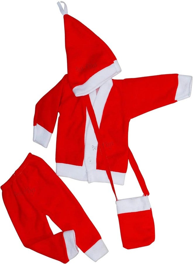 PartyFlex Baby Santa Claus Costume Set for Christmas | Soft Fleece Jacket, Pant, Cap & Bag | 1-2 Years | Xmas Party Dress for Kids - Image 1