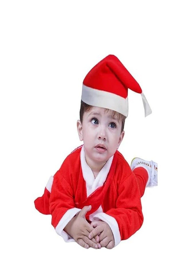 PartyFlex Baby Santa Claus Costume Set for Christmas | Soft Fleece Jacket, Pant, Cap & Bag | 1-2 Years | Xmas Party Dress for Kids - Image 3