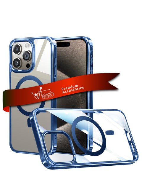 Titanium Series Magsafe Wireless Charging Case Cover For Apple iPhone 15 Pro Max 2023 Navy Blue