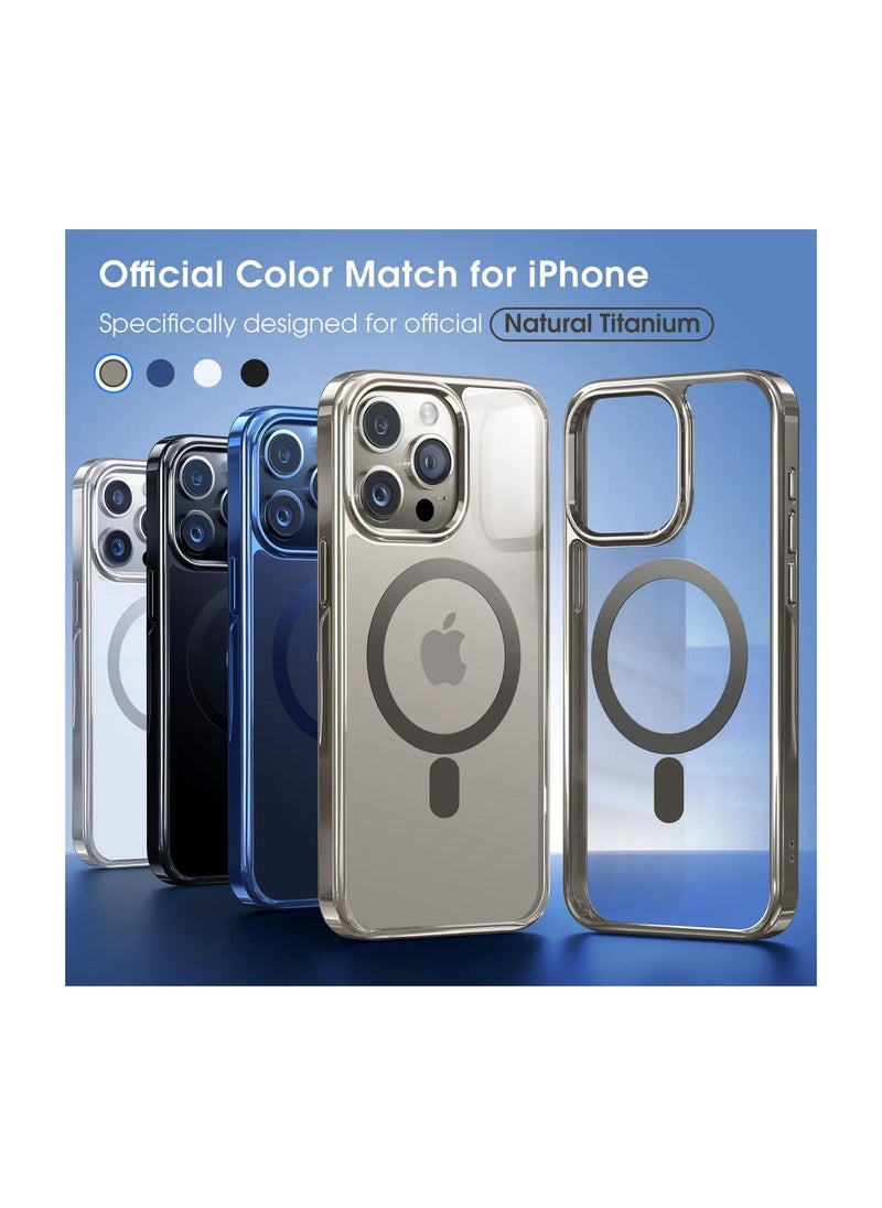 Wtech - Titanium Series Magsafe Wireless Charging Case Cover For Apple iPhone 15 Pro Max 2023 Navy Blue - Image 1