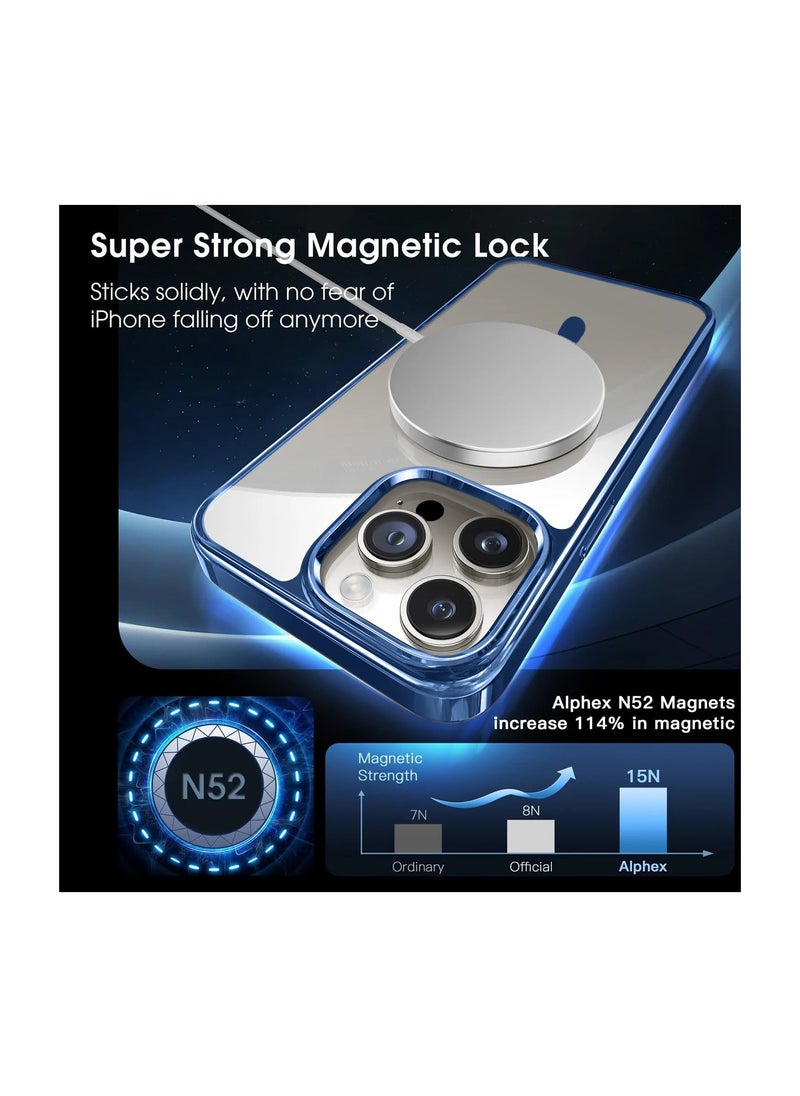 Wtech - Titanium Series Magsafe Wireless Charging Case Cover For Apple iPhone 15 Pro Max 2023 Navy Blue - Image 1