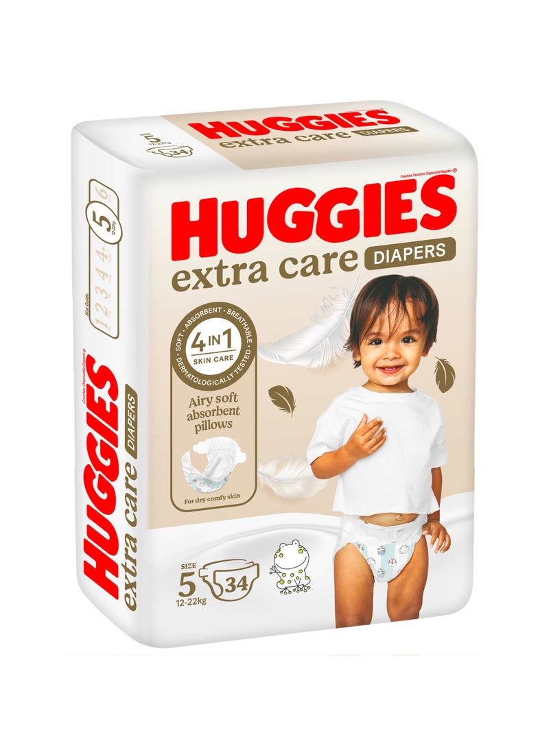 HUGGIES Extra Care Baby Diapers Size 5 12-22 kg Value Pack 34 Diapers - Image 2