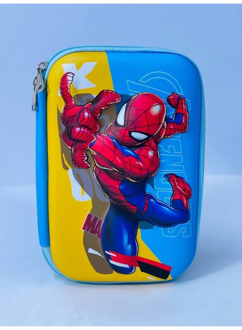 Pencil case with raised leather cover, silicone sleeve, 2 zippers in different colors. Size: 15*22 cm