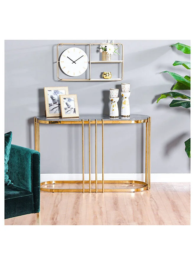 DANUBE HOME Armadillo Console Table Multifunctional Living Room Table Space Saving Center Table Modern Design Furniture For Home 119x40x75 cm Grey/Gold
