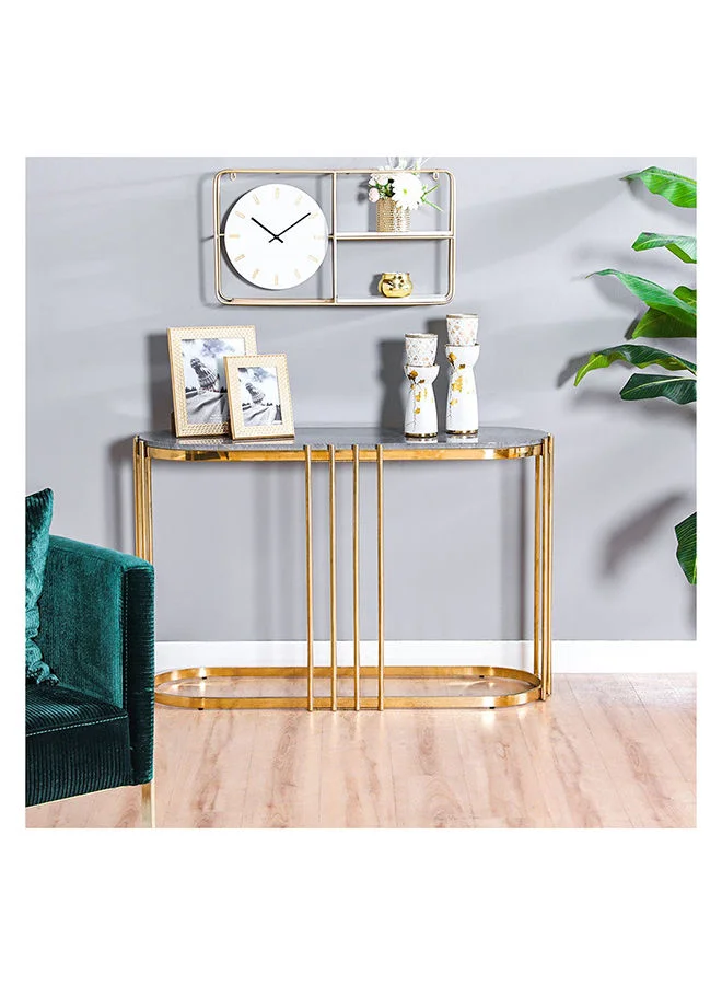 DANUBE HOME Armadillo Console Table Multifunctional Living Room Table Space Saving Center Table Modern Design Furniture For Home 119x40x75 cm Grey/Gold