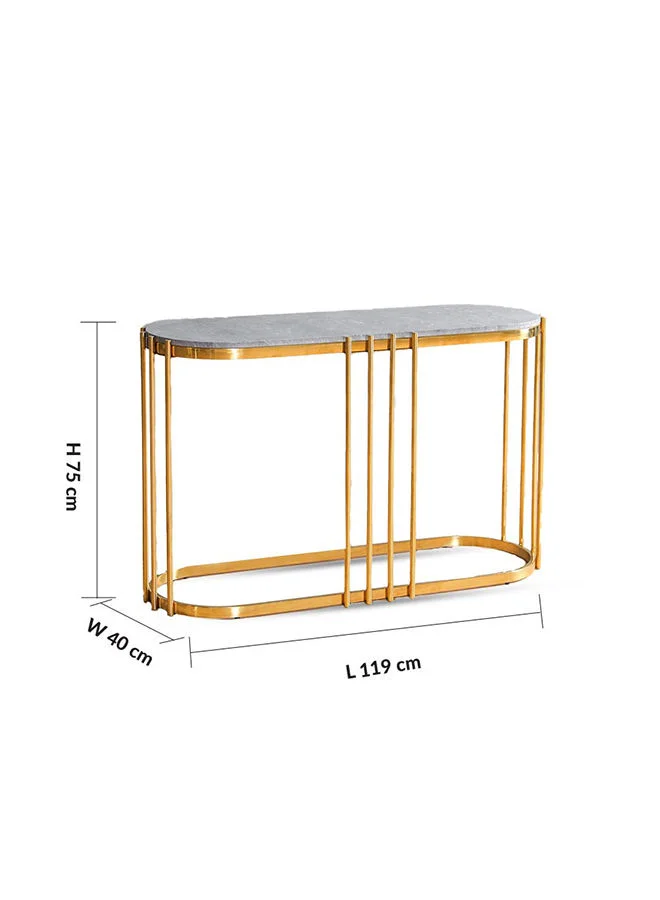 DANUBE HOME Armadillo Console Table Multifunctional Living Room Table Space Saving Center Table Modern Design Furniture For Home 119x40x75 cm Grey/Gold