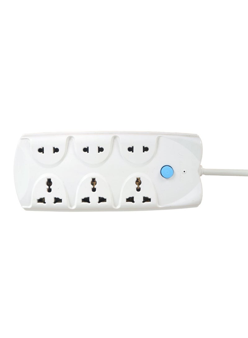 6-outlet power strip, 2 meters long, with a high-temperature resistant switch, suitable for all types of plugs.