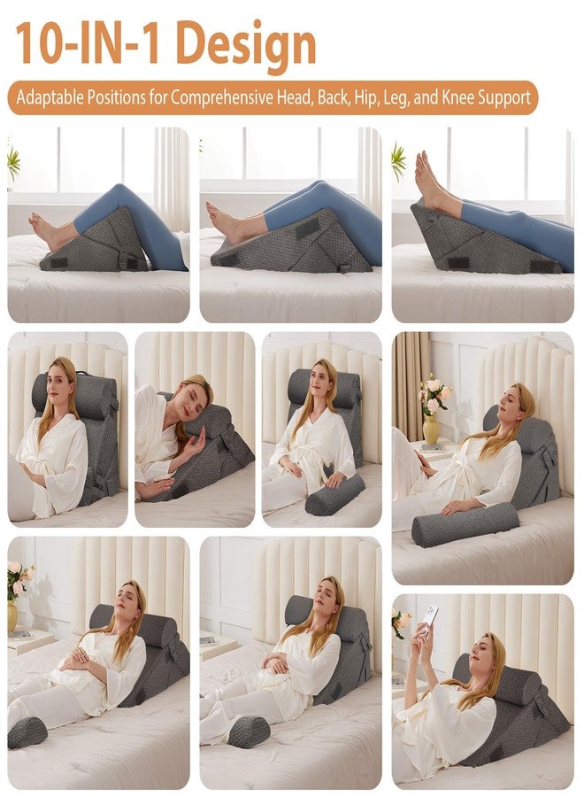 BIEEZZK Orthopedic Bed Wedge Pillow Set 4Pcs, Adjustable Memory Foam, Pillow Wedge for Post Surgery, Back Pain Relief, Triangle Pillows for Acid Reflux, Snoring, GERD, Dark Grey - Image 2