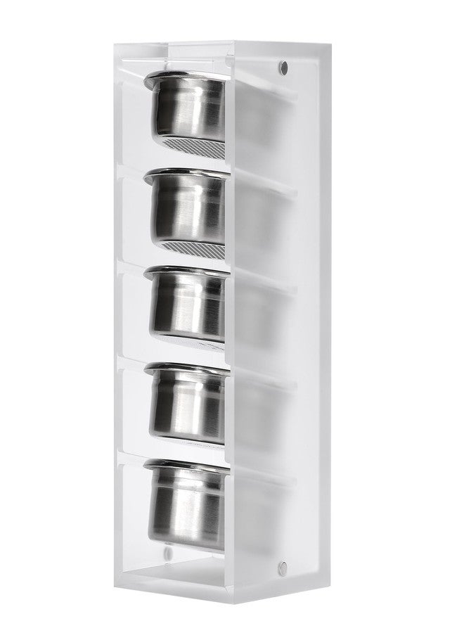 Normcore 58mm Portafilter Basket Storage Holder, Holds 5 Espresso Filter Basket Rack Acrylic Stand for 58mm Portafilter Baskets, Frosted Clear - Image 2