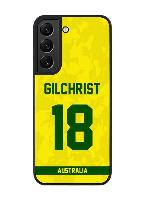 Rugged Black Edge Case for Samsung Galaxy S21 5G, Slim fit Soft Case Flexible thin Cover - Player Name - Adam Gilchrist, Jersey Number- 18