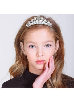 Cinaci Cinaci 6 Pieces Decorative Wedding Birthday Party Prom Princess Dazzling Pearl Rhinestone Silver Metal Tiara Crown Hair Side Combs Slides Hair Accessories for Kids Teens Girls Women  - Image 3