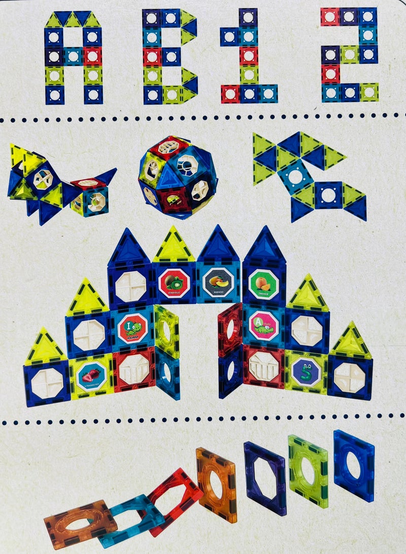 MAGIC VAULT Magnetic Blocks Building Tiles Toys for 3+ Year Old Boys and Girls-Learning by Playing Games for Toddlers- Kids Toys Construction Playboards Toys-Inspirational, Educational, Conventional (96pcs) - Image 1
