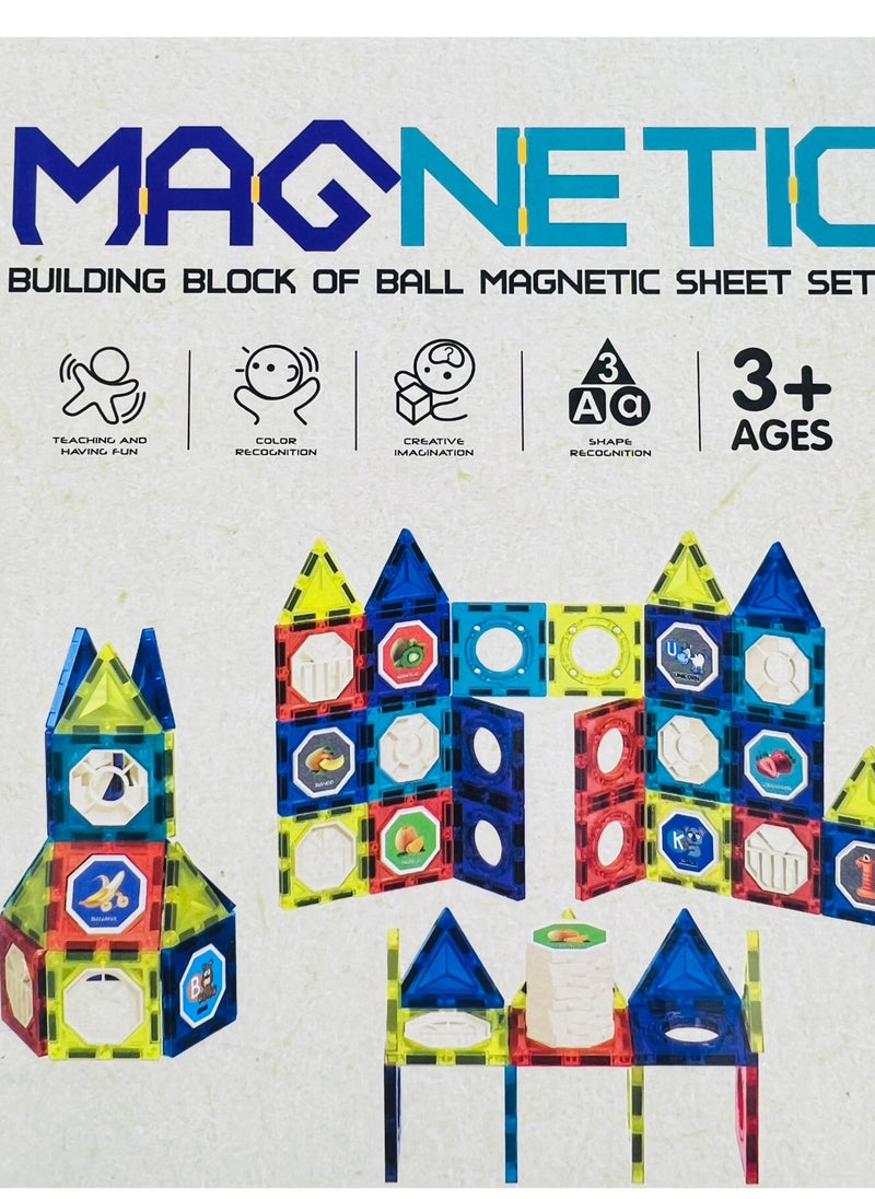 MAGIC VAULT Magnetic Blocks Building Tiles Toys for 3+ Year Old Boys and Girls-Learning by Playing Games for Toddlers- Kids Toys Construction Playboards Toys-Inspirational, Educational, Conventional (96pcs)  - Image 2