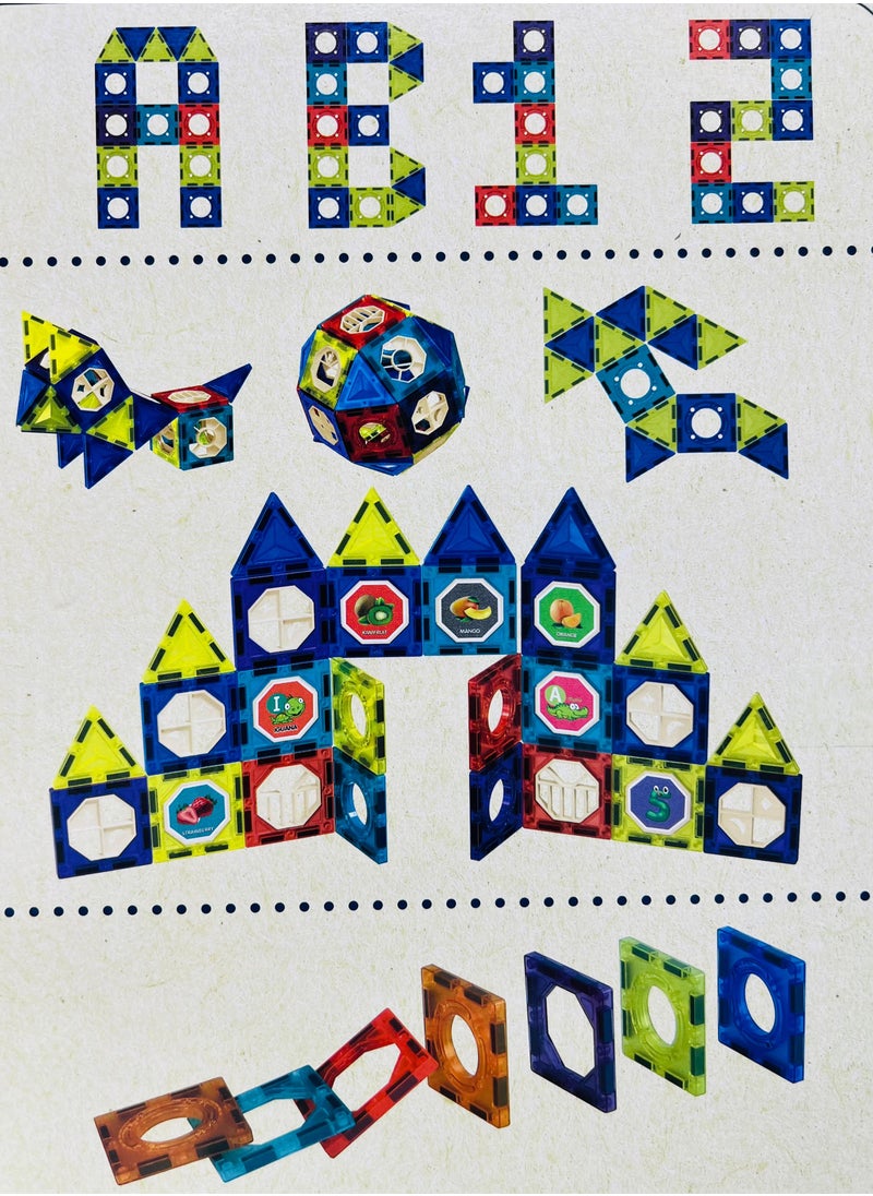 MAGIC VAULT Magnetic Blocks Building Tiles Toys for 3+ Year Old Boys and Girls-Learning by Playing Games for Toddlers- Kids Toys Construction Playboards Toys-Inspirational, Educational, Conventional (96pcs)  - Image 3
