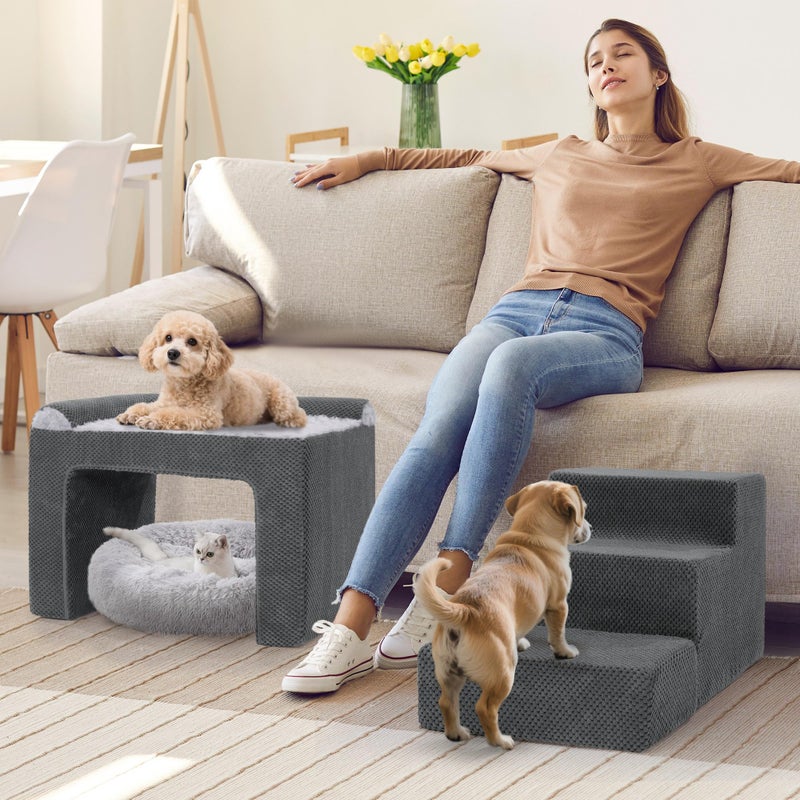 HOMBYS Stable Foam Dog Window Perch & Orthopedic Bed with Reinforced Metal Frame for Long-Lasting Support, Pet Bunk Bed for Dogs, Joint Relief & Window Viewing (Medium) - Image 5