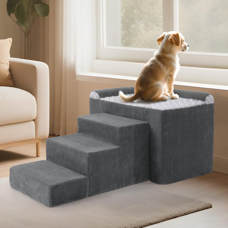 HOMBYS Stable Foam Dog Window Perch & Orthopedic Bed with Reinforced Metal Frame for Long-Lasting Support, Pet Bunk Bed for Dogs, Joint Relief & Window Viewing (Medium) - Image 1
