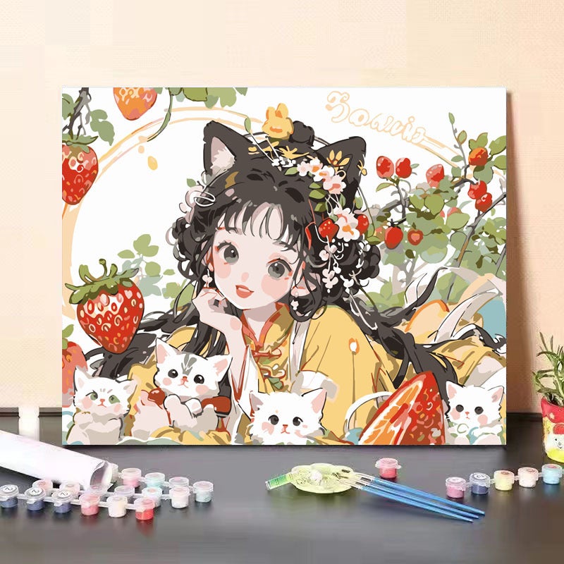 Supply 3040 Size Digital Oil Painting Diy Children'S Handmade Cartoon Animation Color Night Market Stall - Image 1