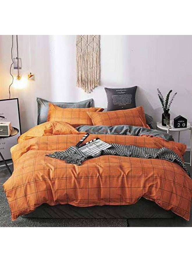 طقم مفروشات فاخر بحجم كينج مكون من 6 قطع - تصميم بسيط، غطاء لحاف 220×240 سم مع شرشف مطاطي و4 أغطية وسائد