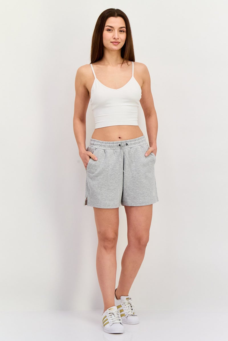ESPRIT Women Embroidered Logo Basic Shorts, Grey - Image 4