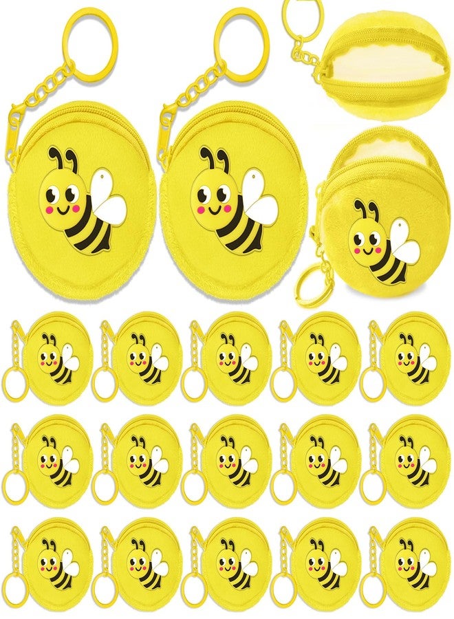 Elecrainbow 15 Pack Bee Change Coin Purse with Keyrings for Honey Bee, bumble bee, Mommy to Bee, Adult Bee, Queen Bee, Birthday, Gender Reveal,Yellow - Image 1