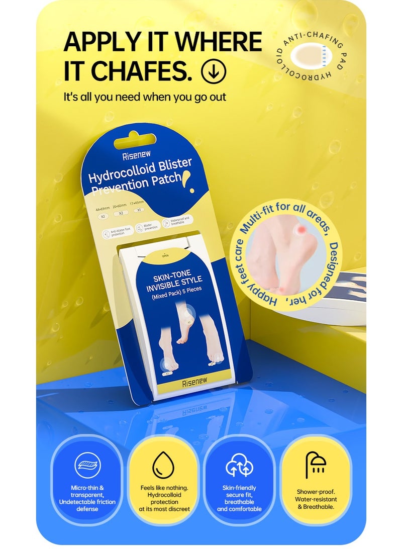 Hydrocolloid Bandages, 5 pieces, Water Resistant, for Toe, Heel- Blister Prevention & Recovery Pads - Image 2