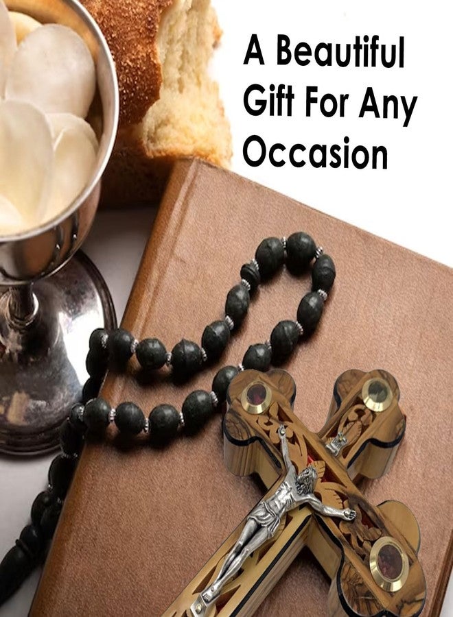 iHoly Land Crafts Crucifix Wall Cross, Jesus Wall Cross Decor, Catholic Wall Hanging Crucifix, Wall Decor Hanging For Home Decor, Olive Wood Crucifix Wall Decor With Mother of Pearl, (9" x 6" x 1") - Image 4
