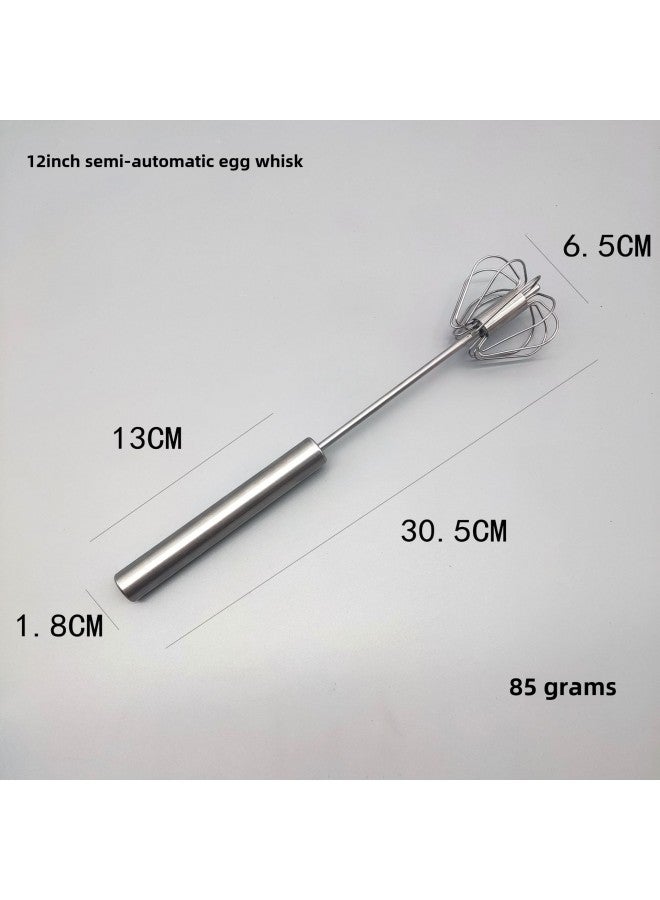 Stainless Steel Semi-automatic Egg Beater Household Manual Egg Stirring Rod To Beat Cream Hand-held Labor-saving-Color:12inch  - Image 1