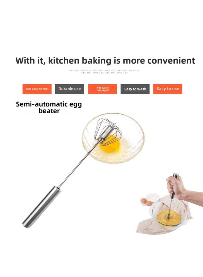 Stainless Steel Semi-automatic Egg Beater Household Manual Egg Stirring Rod To Beat Cream Hand-held Labor-saving-Color:12inch  - Image 2