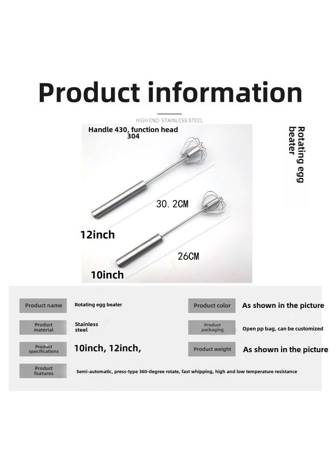 Stainless Steel Semi-automatic Egg Beater Household Manual Egg Stirring Rod To Beat Cream Hand-held Labor-saving-Color:12inch  - Image 3