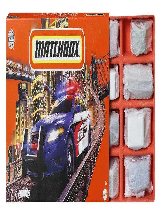 MATCHBOX - Matchbox Metro 12-Pack of Toy Cars, Trucks & Vans, Service, Utility, Transport & Rescue Die-Cast Vehicles in 1:64 Scale, Gift for Kids 3 Years & Up & Collectors - Image 1