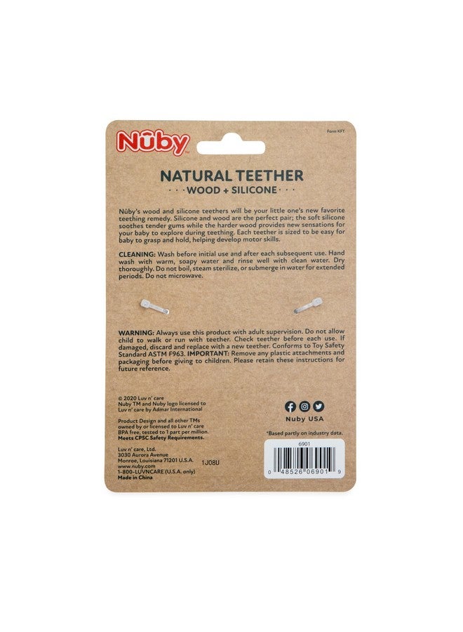 Nuby Natural Wood & Silicone Teether Ring: 3 M+, Elephant, Gray - Image 3