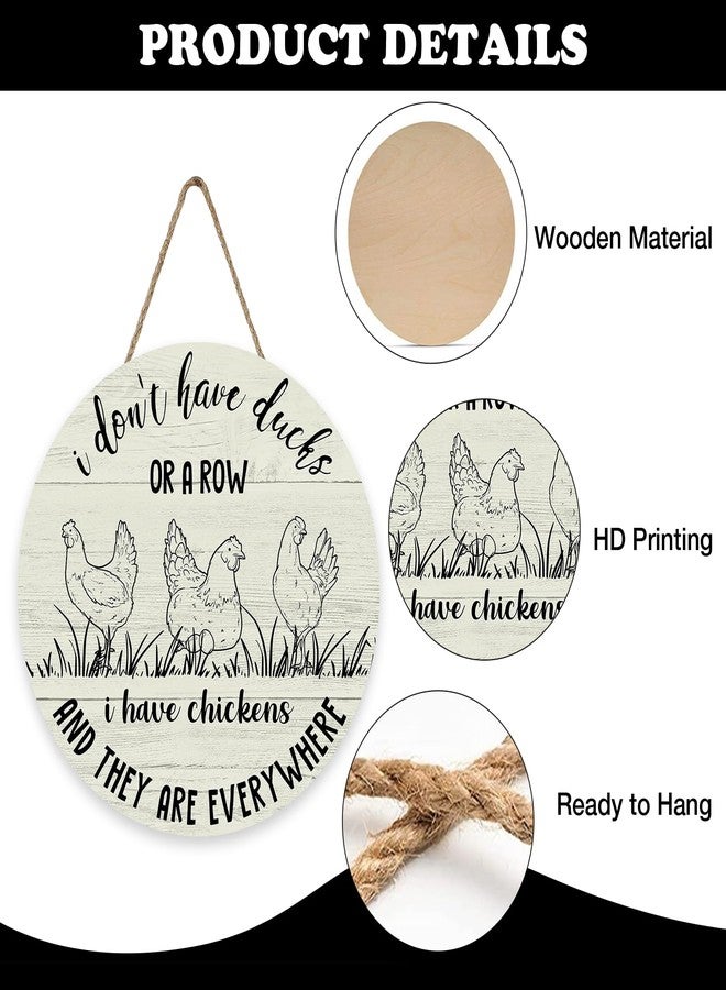 Bolisom I Don't Have Ducks or a Row I Have Chickens Everywhere Front Door Sign, Farmhouse Hen Eggs Wood Hanger Chicken Coop Home Decor, Funny Rustic Wooden Wreath Indoor Wall Hanging Decoration - Image 3