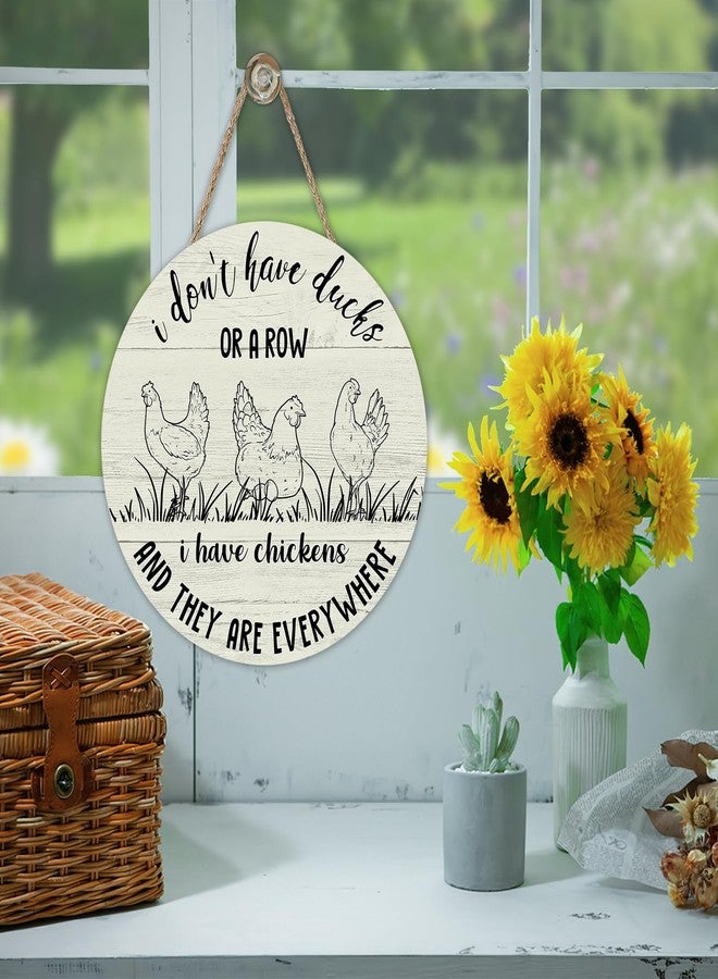 Bolisom I Don't Have Ducks or a Row I Have Chickens Everywhere Front Door Sign, Farmhouse Hen Eggs Wood Hanger Chicken Coop Home Decor, Funny Rustic Wooden Wreath Indoor Wall Hanging Decoration - Image 5