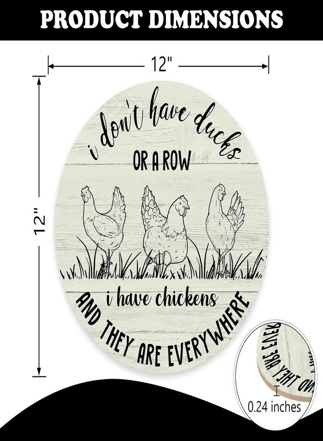 Bolisom I Don't Have Ducks or a Row I Have Chickens Everywhere Front Door Sign, Farmhouse Hen Eggs Wood Hanger Chicken Coop Home Decor, Funny Rustic Wooden Wreath Indoor Wall Hanging Decoration - Image 2