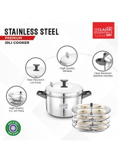 Classic Essentials Classic Essentials Stainless Steel Idli Cooker with 4 Plates | Idli/Dhokla/Momos Maker & Steamer | Bakelite Handle | Gas Stove and Induction Compatible | Kitchen Accessories | Silver  - Image 5