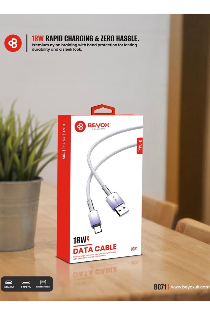 BEYOX Type C 1M Cable USB A to Type C Data Cord Premium Nylon Braided Wire Compatible with Samsung Galaxy MacBook Pro Switch Huawei MateBook X Pro iPad Mini 6 - Image 2