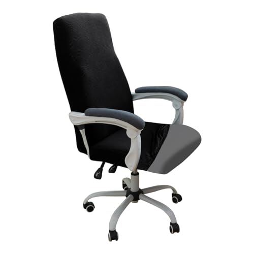 HOKIPO Water Repellent Office Chair Cover for Executive Chair (High-Back) – 210 GSM Stretchable Jacquard – Washable & Anti-Slip – Fits Big & Tall Office Chairs, Black (AR-4930-BLK-L) - Image 1