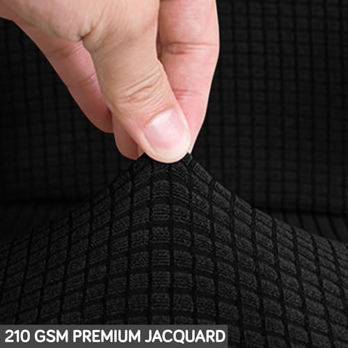 HOKIPO Water Repellent Office Chair Cover for Executive Chair (High-Back) – 210 GSM Stretchable Jacquard – Washable & Anti-Slip – Fits Big & Tall Office Chairs, Black (AR-4930-BLK-L) - Image 5