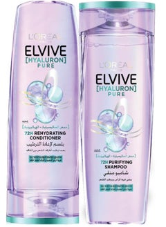 L'OREAL PARIS Loreal Paris Elvive Hyaluron Pure Purifying Bundle, Shampoo 400ML + Conditioner For Oily Hair.360ML 