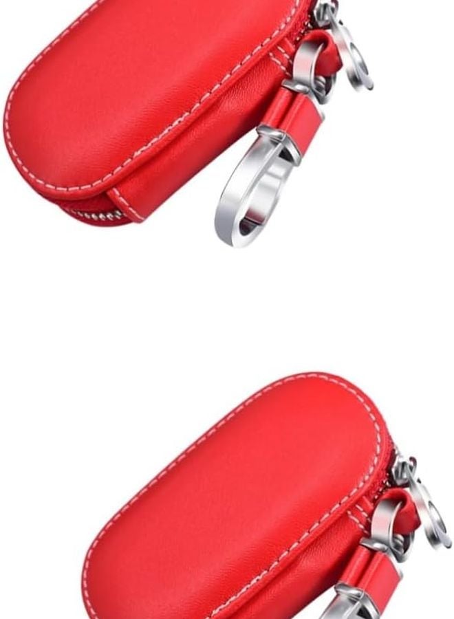 3 Pcs Leather Car Key Pouch Zipper Key Holder Hanging Bag - Image 1