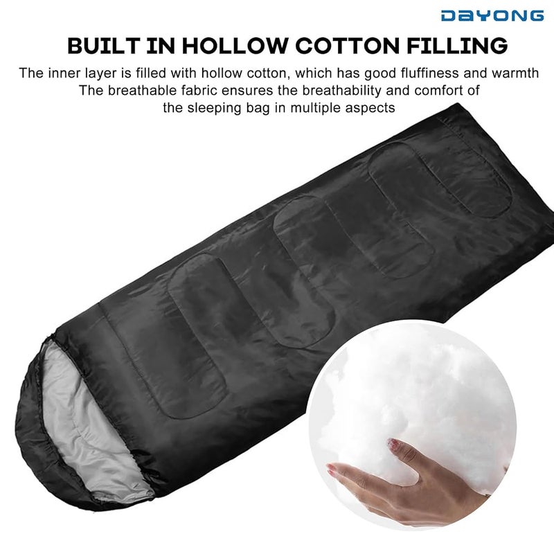 DAYONG Sleeping Bag, Adults Camping Sleeping Bags, Lightweight Envelope Sleeping Bag, Hooded Design, Portable Warm Sleeping Bags for Outdoor Traveling Backpacking. - Image 3