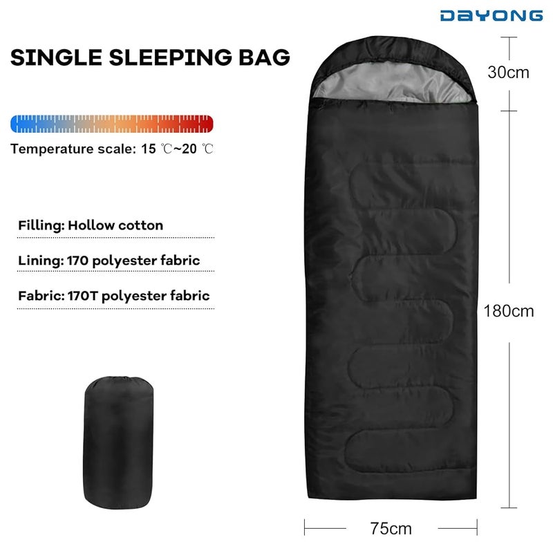 DAYONG Sleeping Bag, Adults Camping Sleeping Bags, Lightweight Envelope Sleeping Bag, Hooded Design, Portable Warm Sleeping Bags for Outdoor Traveling Backpacking. - Image 2