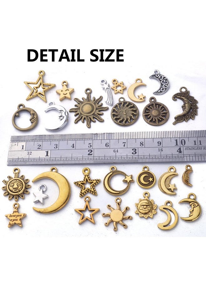 BronaGrand - 136Pcs Jewelry Charms Mixed Sun Star Moon Charms Pendants Celestial Pendant Charm Craft Supplies For Diy Earrings Necklace Bracelet Jewelry Making Findings Crafting Accessory - Image 1