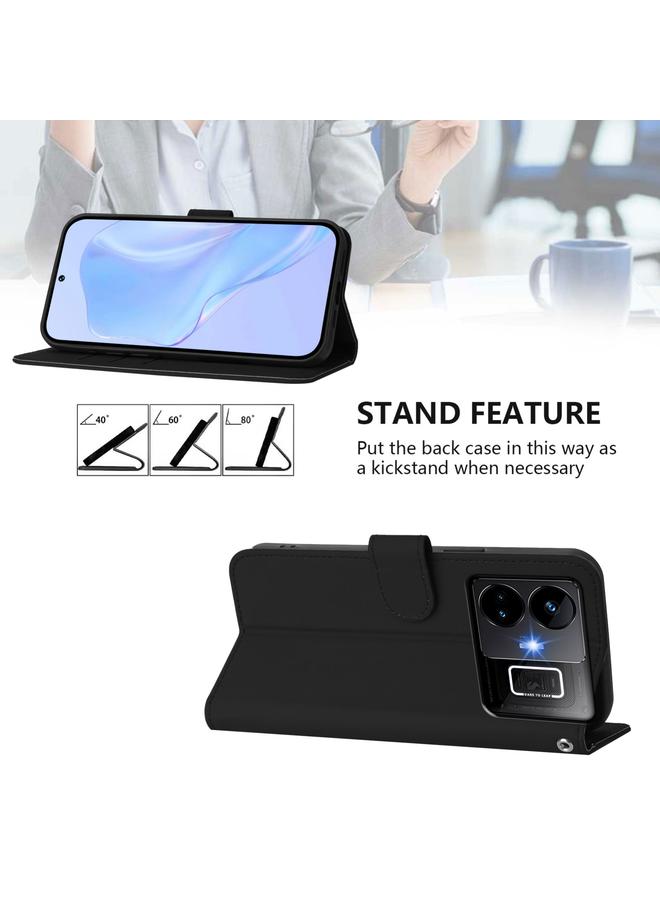 اس-توب جراب لهاتف Realme GT3 5G / GT Neo 5 240W جراب هاتف من الجلد بلون سادة مع حبل - Image 3