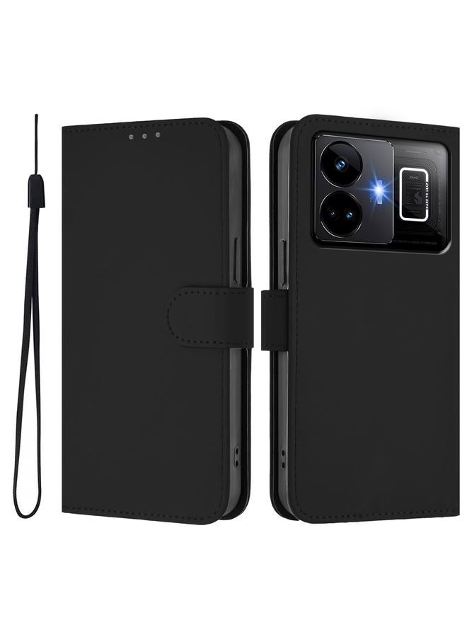 اس-توب جراب لهاتف Realme GT3 5G / GT Neo 5 240W جراب هاتف من الجلد بلون سادة مع حبل - Image 2